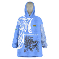 North Caribbean Coast Nicaragua Wearable Blanket Hoodie with Tribal Turtle Design and Floral Coast Pride - Wonder Print Shop