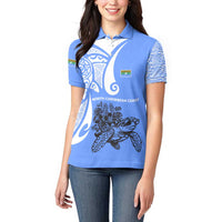 North Caribbean Coast Nicaragua Women Polo Shirt with Tribal Turtle Design and Floral Coast Pride - Wonder Print Shop