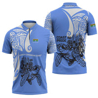 North Caribbean Coast Nicaragua Zipper Polo Shirt with Tribal Turtle Design and Floral Coast Pride - Wonder Print Shop