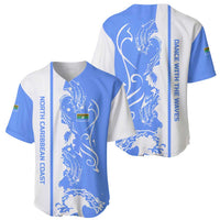 Nicaragua North Caribbean Coast Baseball Jersey with Ocean Wave Pattern and Dance with the Waves - Wonder Print Shop