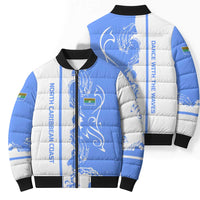Nicaragua North Caribbean Coast Bomber Puffer Jacket with Ocean Wave Pattern and Dance with the Waves - Wonder Print Shop