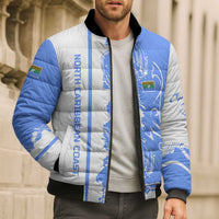 Nicaragua North Caribbean Coast Bomber Puffer Jacket with Ocean Wave Pattern and Dance with the Waves - Wonder Print Shop