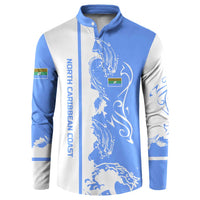 Nicaragua North Caribbean Coast Button Sweatshirt with Ocean Wave Pattern and Dance with the Waves - Wonder Print Shop