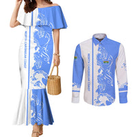 Nicaragua North Caribbean Coast Couples Matching Mermaid Dress and Long Sleeve Button Shirt with Ocean Wave Pattern and Dance with the Waves - Wonder Print Shop