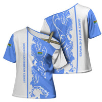 Nicaragua North Caribbean Coast Cross Shoulder Shirt with Ocean Wave Pattern and Dance with the Waves - Wonder Print Shop