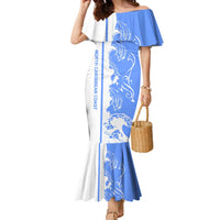 Nicaragua North Caribbean Coast Family Matching Mermaid Dress and Hawaiian Shirt with Ocean Wave Pattern and Dance with the Waves - Wonder Print Shop