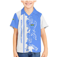 Nicaragua North Caribbean Coast Family Matching Mermaid Dress and Hawaiian Shirt with Ocean Wave Pattern and Dance with the Waves - Wonder Print Shop