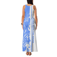 Nicaragua North Caribbean Coast Family Matching Tank Maxi Dress and Hawaiian Shirt with Ocean Wave Pattern and Dance with the Waves - Wonder Print Shop