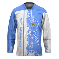 Nicaragua North Caribbean Coast Hockey Jersey with Ocean Wave Pattern and Dance with the Waves - Wonder Print Shop