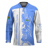 Nicaragua North Caribbean Coast Hockey Jersey with Ocean Wave Pattern and Dance with the Waves - Wonder Print Shop