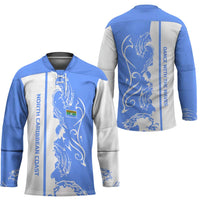 Nicaragua North Caribbean Coast Hockey Jersey with Ocean Wave Pattern and Dance with the Waves - Wonder Print Shop