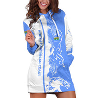 Nicaragua North Caribbean Coast Hoodie Dress with Ocean Wave Pattern and Dance with the Waves - Wonder Print Shop