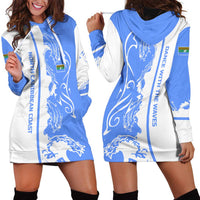 Nicaragua North Caribbean Coast Hoodie Dress with Ocean Wave Pattern and Dance with the Waves - Wonder Print Shop