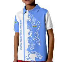 Nicaragua North Caribbean Coast Kid Polo Shirt with Ocean Wave Pattern and Dance with the Waves - Wonder Print Shop