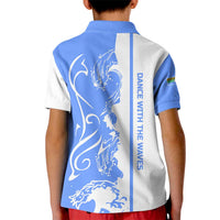 Nicaragua North Caribbean Coast Kid Polo Shirt with Ocean Wave Pattern and Dance with the Waves - Wonder Print Shop