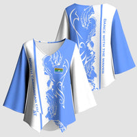 Nicaragua North Caribbean Coast Kimono Sleeve Blouse with Ocean Wave Pattern and Dance with the Waves - Wonder Print Shop