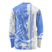 Nicaragua North Caribbean Coast Long Sleeve Shirt with Ocean Wave Pattern and Dance with the Waves - Wonder Print Shop