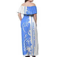 Nicaragua North Caribbean Coast Off Shoulder Maxi Dress with Ocean Wave Pattern and Dance with the Waves - Wonder Print Shop