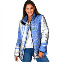 Nicaragua North Caribbean Coast Padded Jacket with Ocean Wave Pattern and Dance with the Waves - Wonder Print Shop