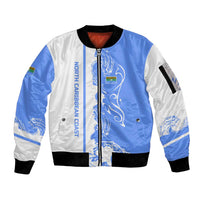 Nicaragua North Caribbean Coast Sleeve Zip Bomber Jacket with Ocean Wave Pattern and Dance with the Waves - Wonder Print Shop