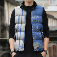 Nicaragua North Caribbean Coast Sleeveless Puffer Jacket with Ocean Wave Pattern and Dance with the Waves - Wonder Print Shop