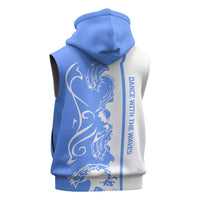 Nicaragua North Caribbean Coast Sleeveless Zip Hoodie with Ocean Wave Pattern and Dance with the Waves - Wonder Print Shop