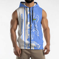 Nicaragua North Caribbean Coast Sleeveless Zip Hoodie with Ocean Wave Pattern and Dance with the Waves - Wonder Print Shop