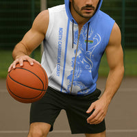 Nicaragua North Caribbean Coast Sleeveless Zip Hoodie with Ocean Wave Pattern and Dance with the Waves - Wonder Print Shop