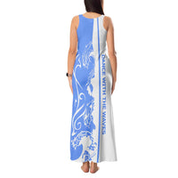 Nicaragua North Caribbean Coast Tank Maxi Dress with Ocean Wave Pattern and Dance with the Waves - Wonder Print Shop