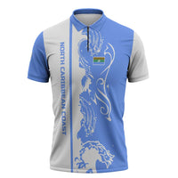 Nicaragua North Caribbean Coast Zipper Polo Shirt with Ocean Wave Pattern and Dance with the Waves - Wonder Print Shop