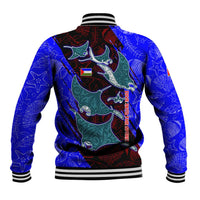 South Caribbean Coast Nicaragua Baseball Jacket with Manta Ray Coral Reef and Dive into the Spirit Design - Wonder Print Shop