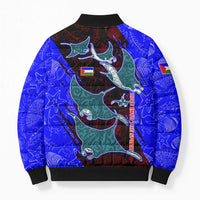 South Caribbean Coast Nicaragua Bomber Puffer Jacket with Manta Ray Coral Reef and Dive into the Spirit Design - Wonder Print Shop