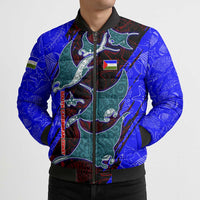 South Caribbean Coast Nicaragua Bomber Puffer Jacket with Manta Ray Coral Reef and Dive into the Spirit Design - Wonder Print Shop