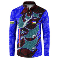 South Caribbean Coast Nicaragua Button Sweatshirt with Manta Ray Coral Reef and Dive into the Spirit Design - Wonder Print Shop