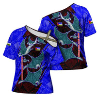 South Caribbean Coast Nicaragua Cross Shoulder Shirt with Manta Ray Coral Reef and Dive into the Spirit Design - Wonder Print Shop