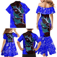 South Caribbean Coast Nicaragua Family Matching Mermaid Dress and Hawaiian Shirt with Manta Ray Coral Reef and Dive into the Spirit Design - Wonder Print Shop