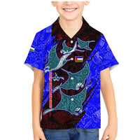 South Caribbean Coast Nicaragua Family Matching Mermaid Dress and Hawaiian Shirt with Manta Ray Coral Reef and Dive into the Spirit Design - Wonder Print Shop