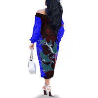 South Caribbean Coast Nicaragua Family Matching Off The Shoulder Long Sleeve Dress and Hawaiian Shirt with Manta Ray Coral Reef and Dive into the Spirit Design - Wonder Print Shop