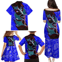 South Caribbean Coast Nicaragua Family Matching Puletasi and Hawaiian Shirt with Manta Ray Coral Reef and Dive into the Spirit Design - Wonder Print Shop