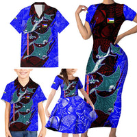 South Caribbean Coast Nicaragua Family Matching Short Sleeve Bodycon Dress and Hawaiian Shirt with Manta Ray Coral Reef and Dive into the Spirit Design - Wonder Print Shop