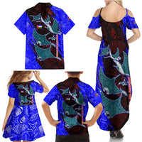 South Caribbean Coast Nicaragua Family Matching Summer Maxi Dress and Hawaiian Shirt with Manta Ray Coral Reef and Dive into the Spirit Design - Wonder Print Shop