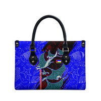 South Caribbean Coast Nicaragua Leather Bag with Manta Ray Coral Reef and Dive into the Spirit Design - Wonder Print Shop