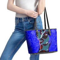 South Caribbean Coast Nicaragua Leather Tote Bag with Manta Ray Coral Reef and Dive into the Spirit Design - Wonder Print Shop