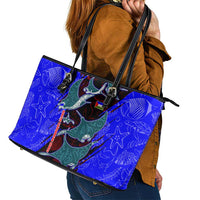 South Caribbean Coast Nicaragua Leather Tote Bag with Manta Ray Coral Reef and Dive into the Spirit Design - Wonder Print Shop