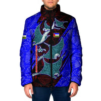 South Caribbean Coast Nicaragua Padded Jacket with Manta Ray Coral Reef and Dive into the Spirit Design - Wonder Print Shop