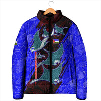 South Caribbean Coast Nicaragua Padded Jacket with Manta Ray Coral Reef and Dive into the Spirit Design - Wonder Print Shop