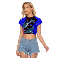 South Caribbean Coast Nicaragua Raglan Cropped T Shirt with Manta Ray Coral Reef and Dive into the Spirit Design - Wonder Print Shop