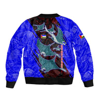 South Caribbean Coast Nicaragua Sleeve Zip Bomber Jacket with Manta Ray Coral Reef and Dive into the Spirit Design - Wonder Print Shop