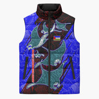 South Caribbean Coast Nicaragua Sleeveless Puffer Jacket with Manta Ray Coral Reef and Dive into the Spirit Design - Wonder Print Shop