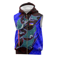 South Caribbean Coast Nicaragua Sleeveless Zip Hoodie with Manta Ray Coral Reef and Dive into the Spirit Design - Wonder Print Shop